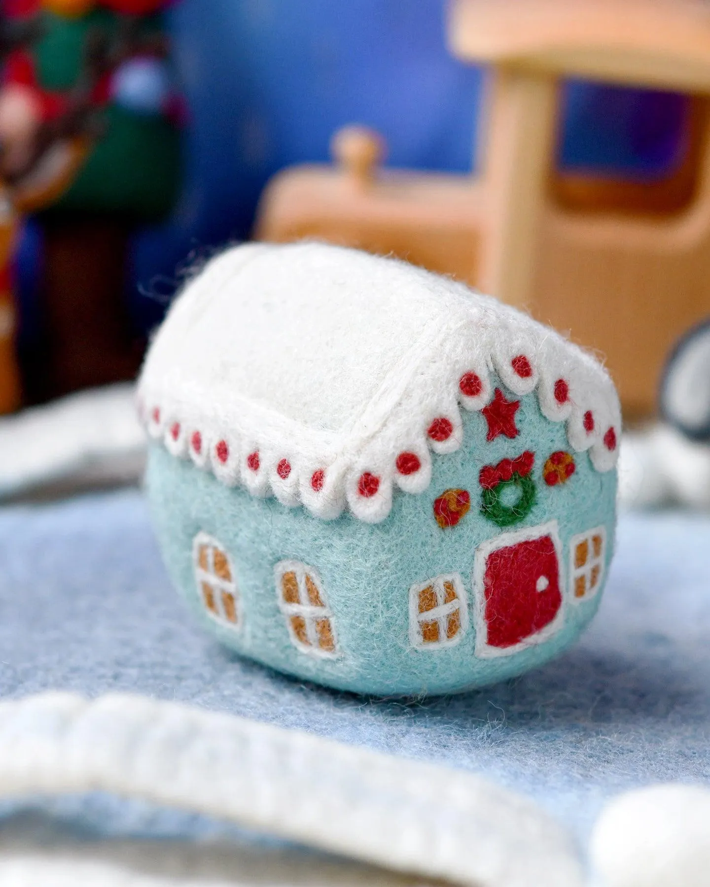 Felt Blue Gingerbread House