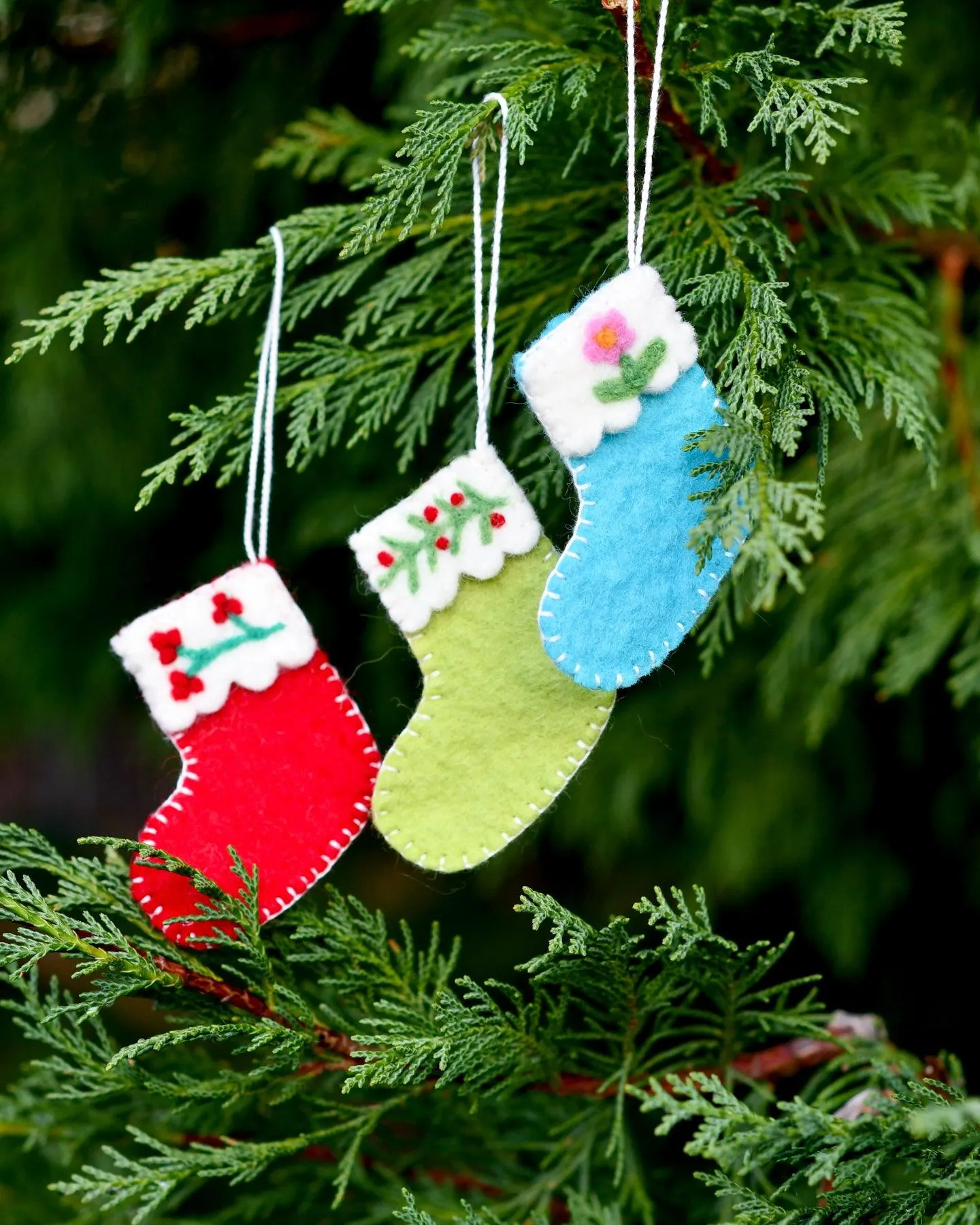 Felt Christmas Stocking Ornaments B (Set of 3)