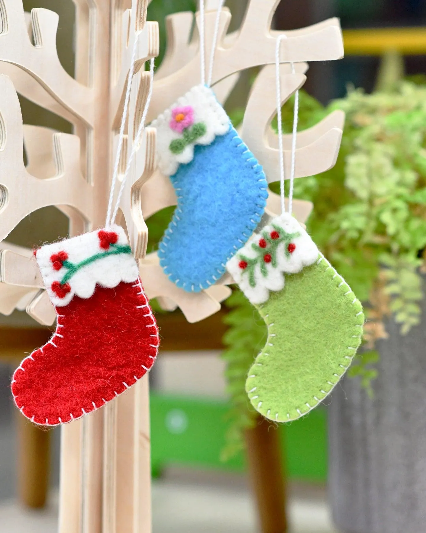 Felt Christmas Stocking Ornaments B (Set of 3)