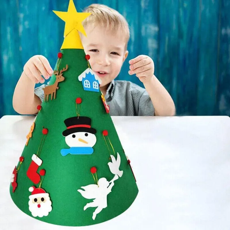 Felt Christmas Tree Set Diy With Removable Ornaments Hand Craft Decorations