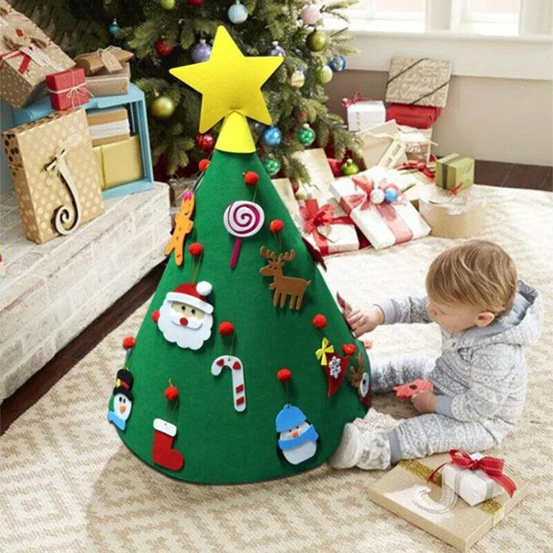 Felt Christmas Tree Set Diy With Removable Ornaments Hand Craft Decorations