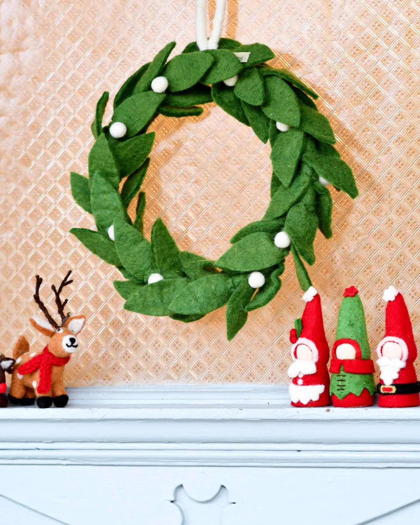 Felt Christmas Wreath with White Berries