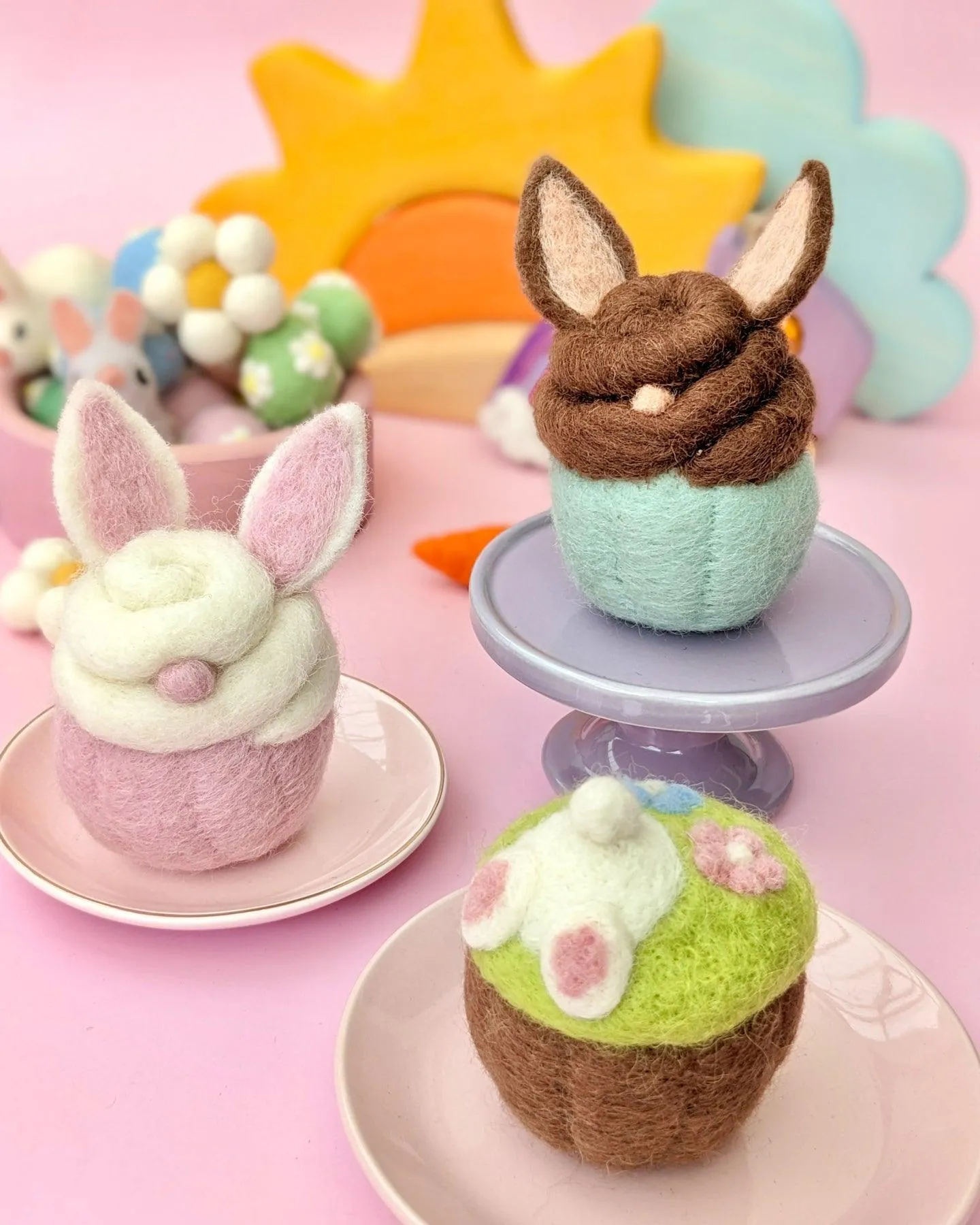 Felt Cupcake - Easter Chocolate Bunny with Ears