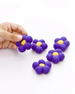 Felt Daisy Flowers (Indigo Coloured) - 5 Flowers