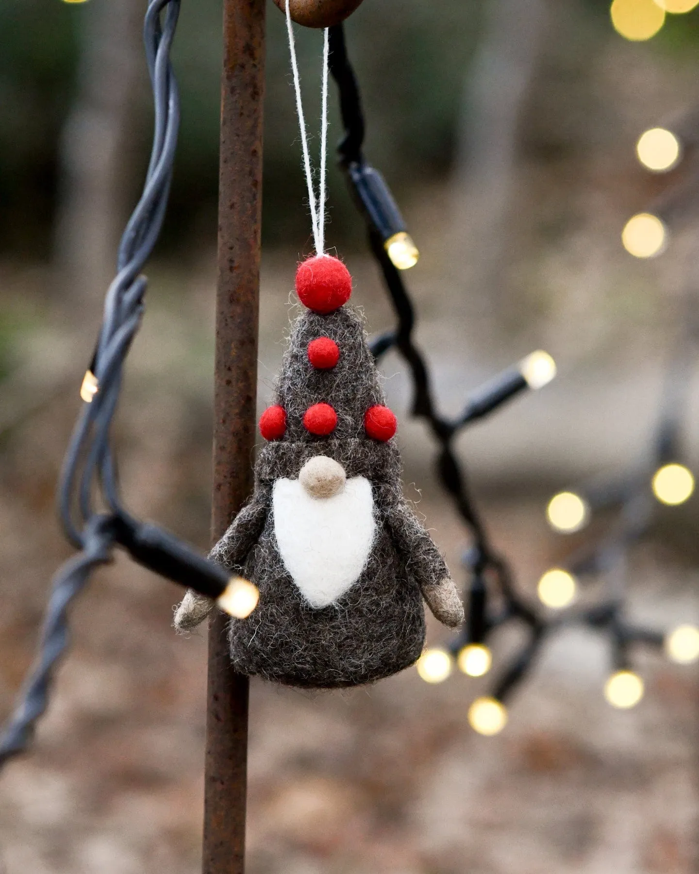 Felt Dark Grey Gnome Ornament