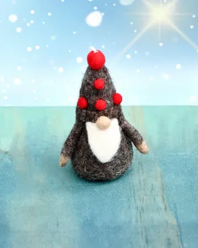 Felt Dark Grey Gnome Ornament