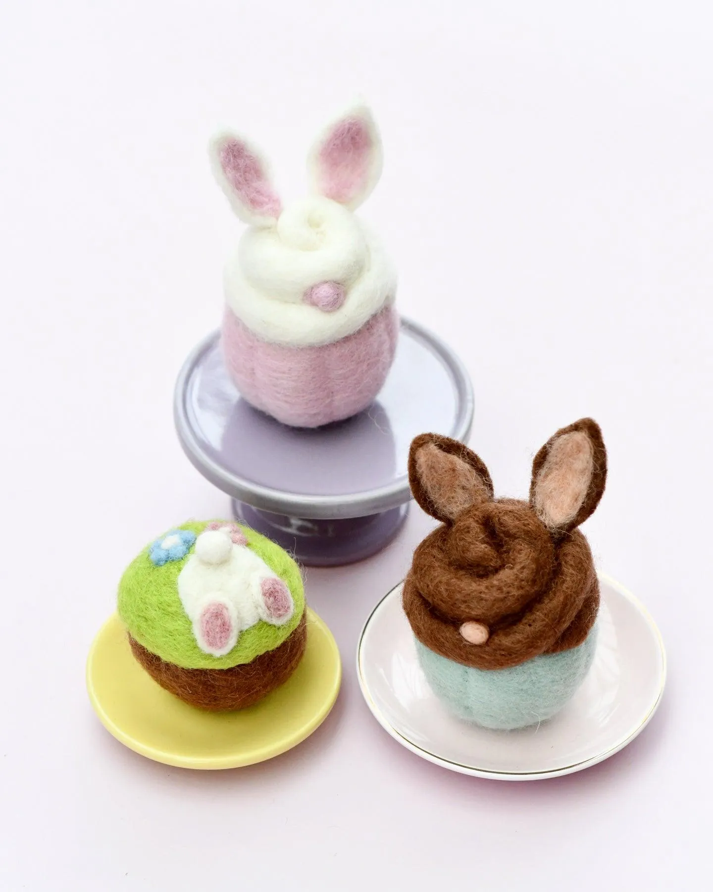 Felt Easter Bunny Cupcakes - Set of 3