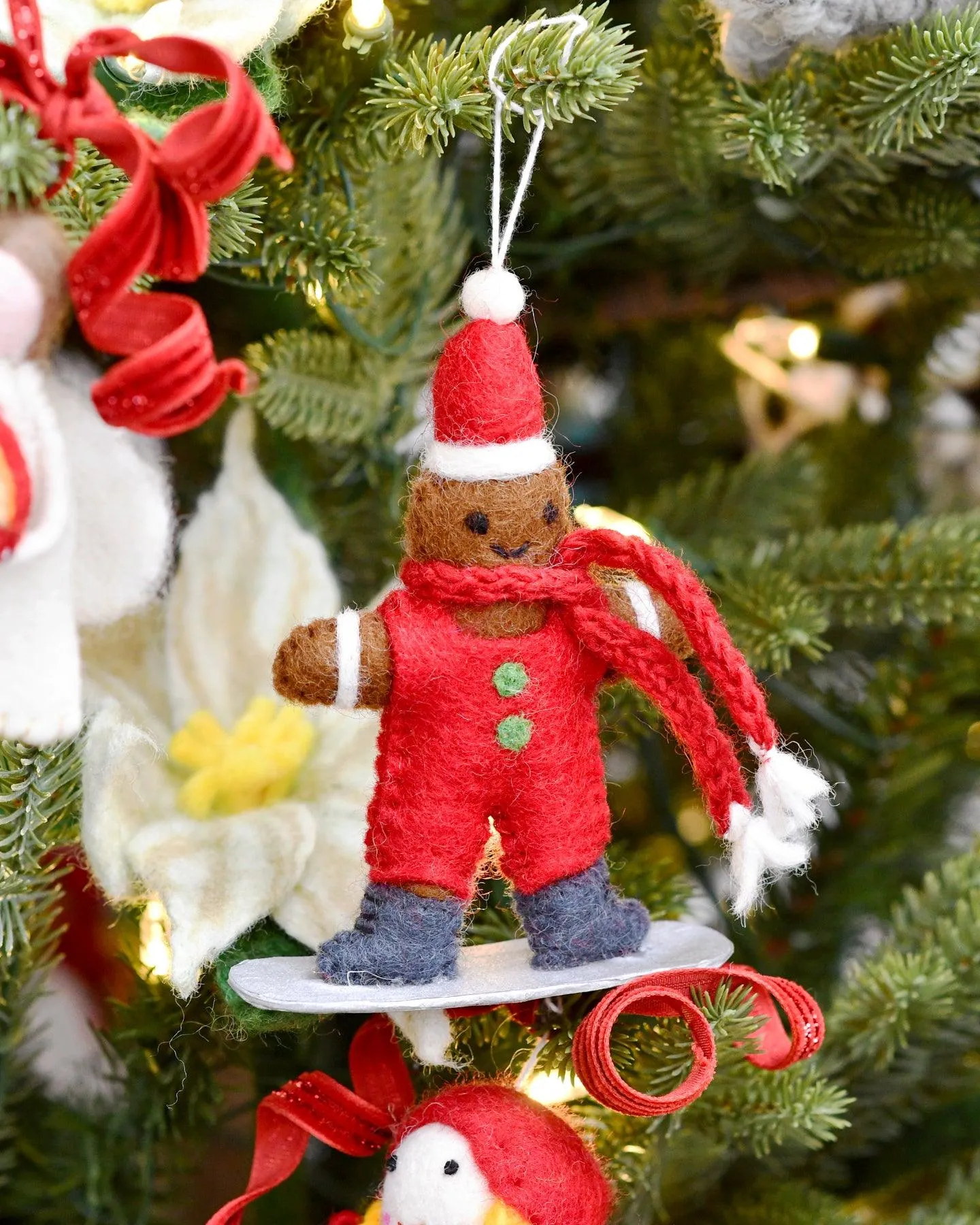 Felt Gingerbread on Snowboard Ornament