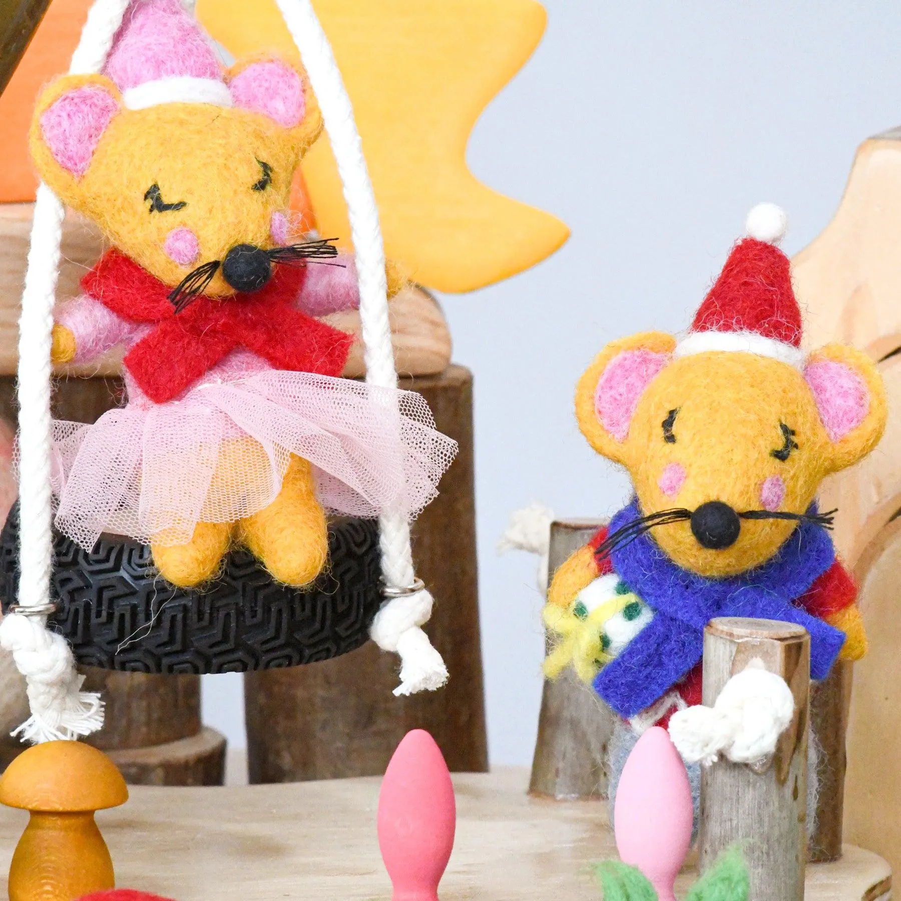 Felt Girl Christmas Mouse Ornament