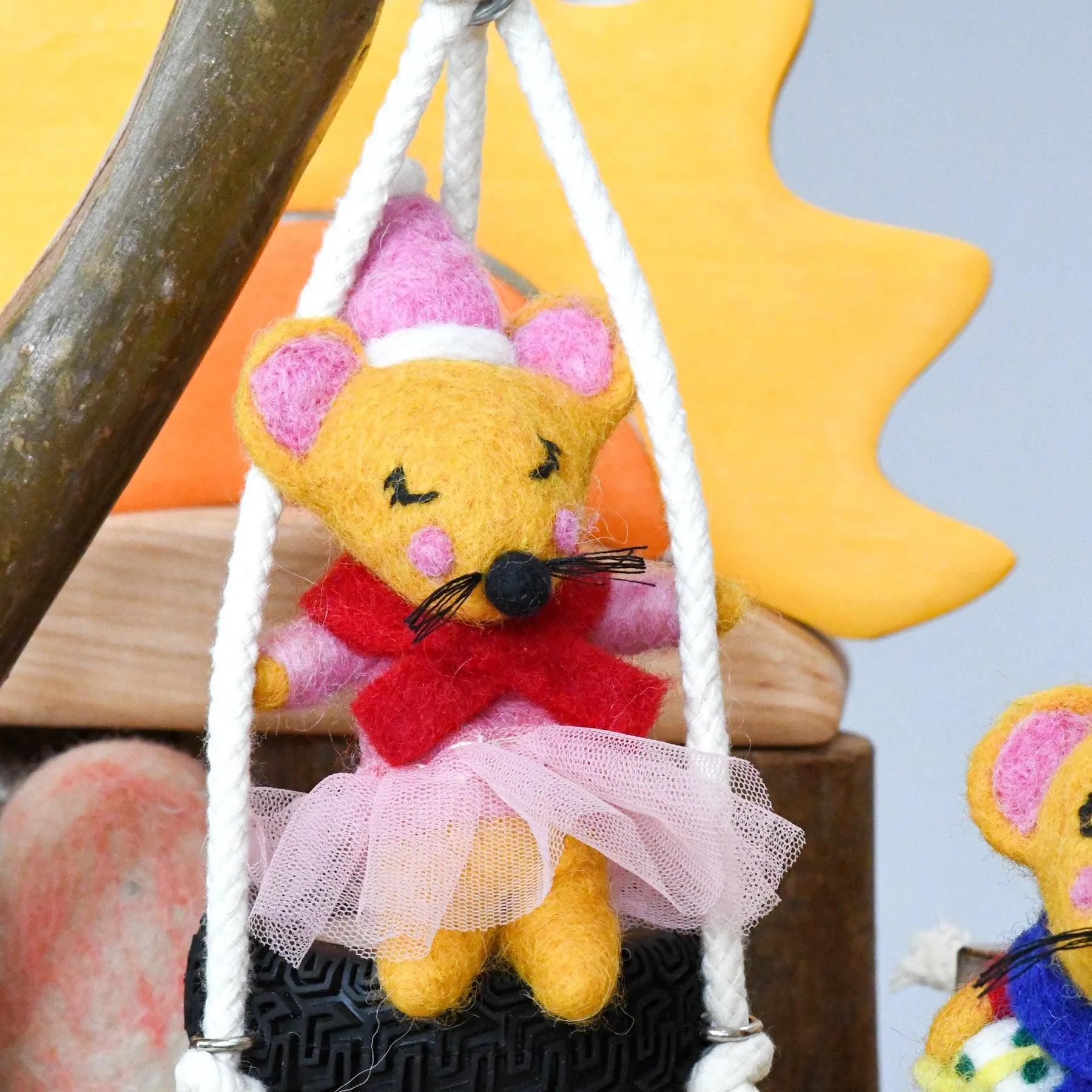 Felt Girl Christmas Mouse Ornament