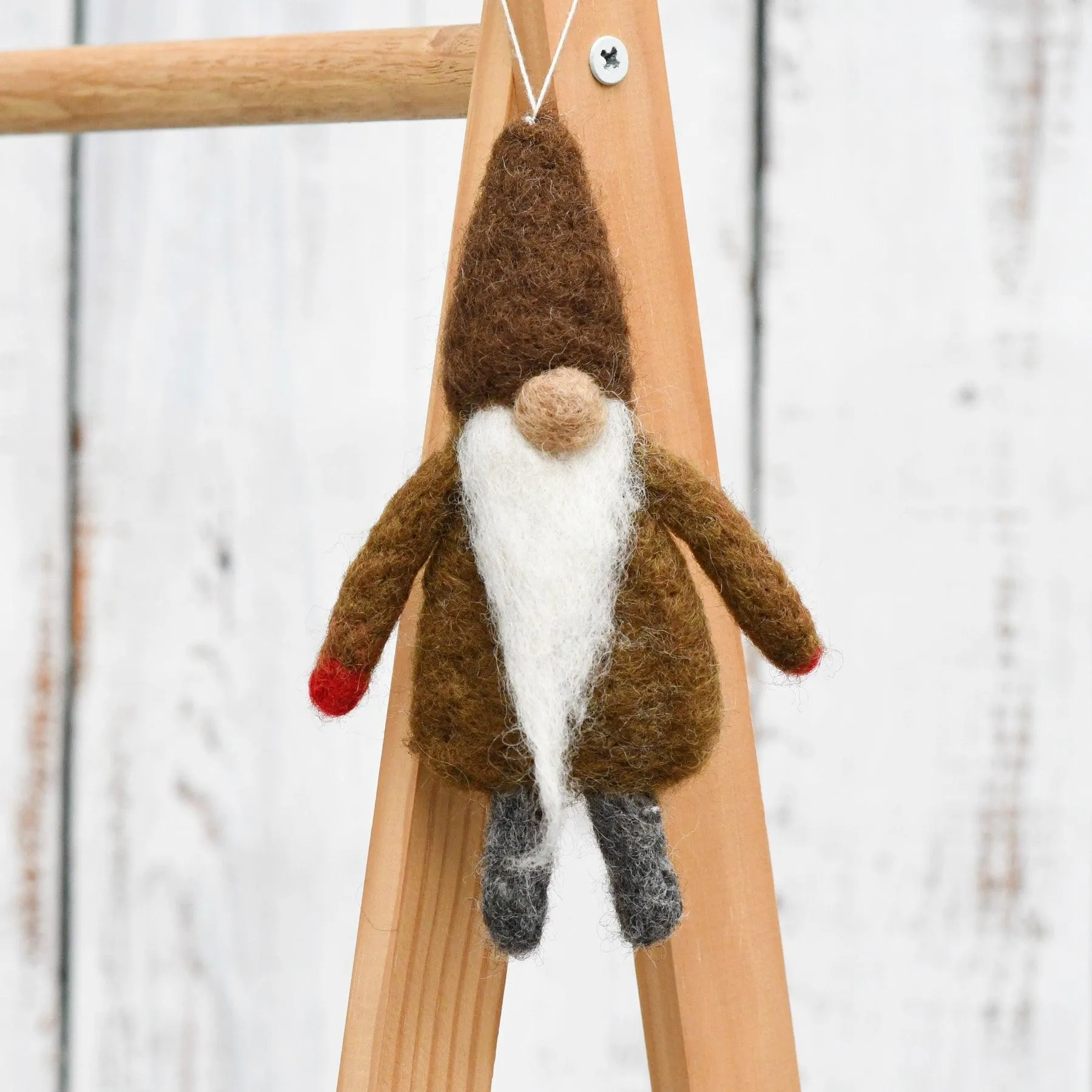 Felt Gnome Hanging - Light Brown Robe