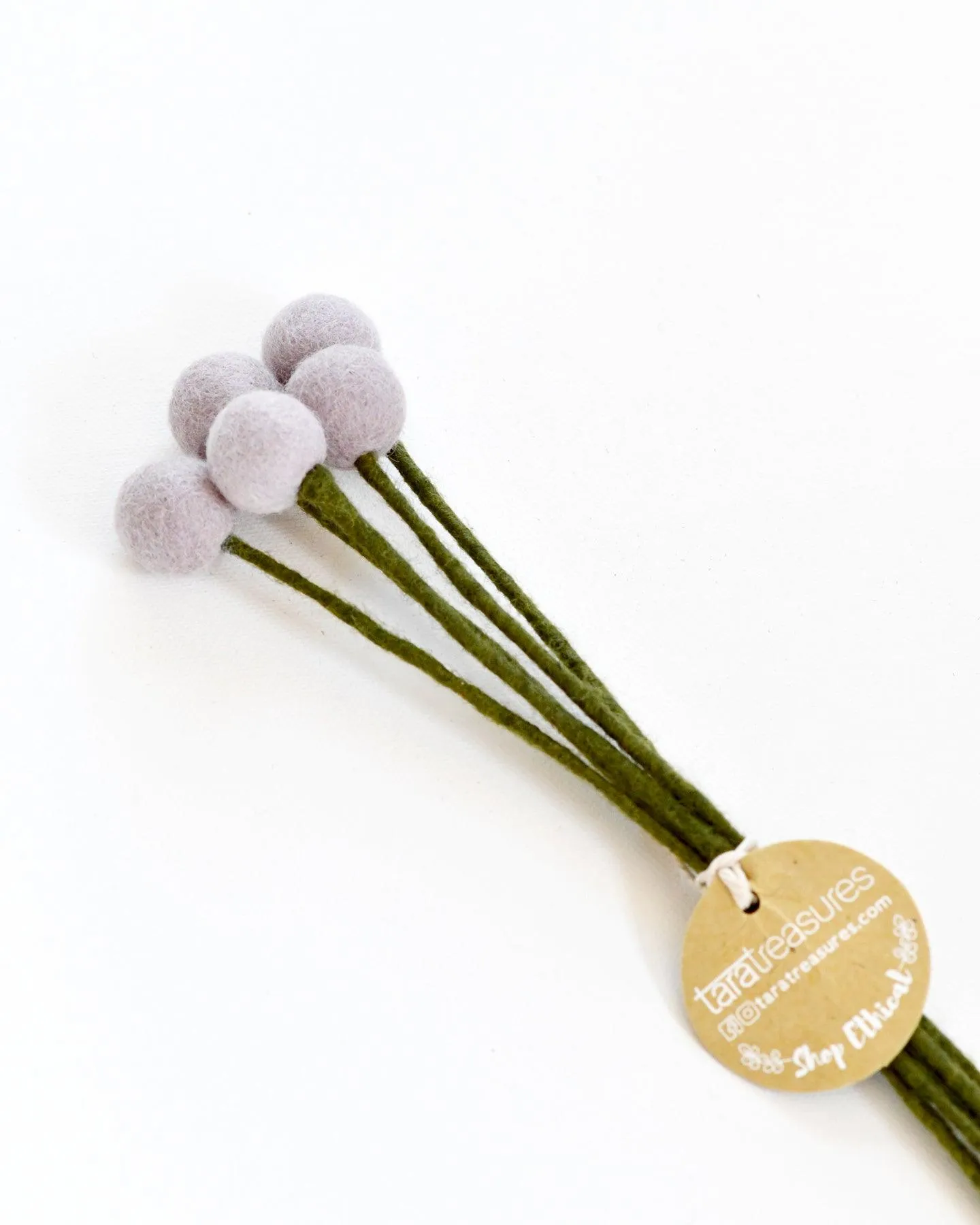 Felt Light Purple Billy Buttons - Set of 5 Stems