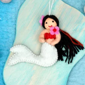 Felt Little Mermaid Hanging - Light Teal Tail