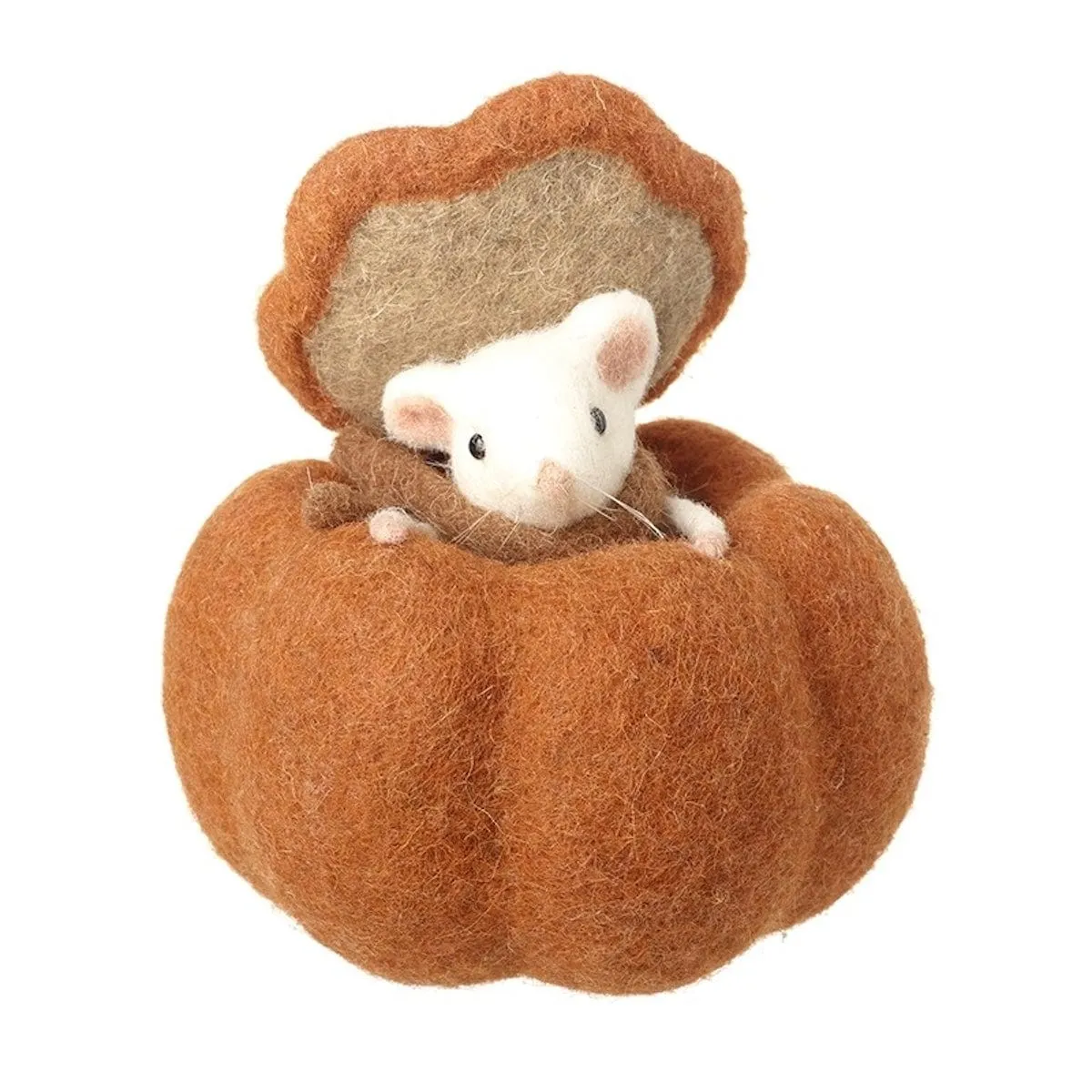 Felt Mouse in Pumpkin House Decoration