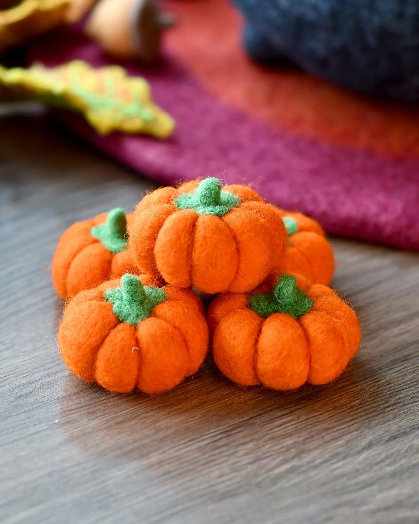 Felt Pumpkins (Bright Orange Coloured) - 5 Pumpkins