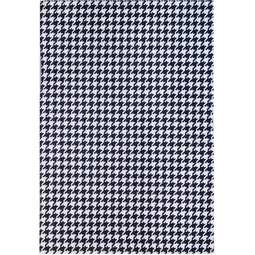 Felt Sheet Houndstooth Print Black/White 09 x 12in