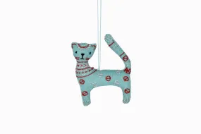 Felt snow leopard decoration blue