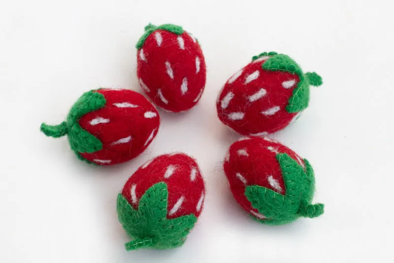 Felt Strawberries- Red & Green