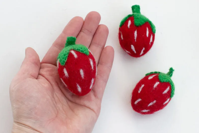 Felt Strawberries- Red & Green