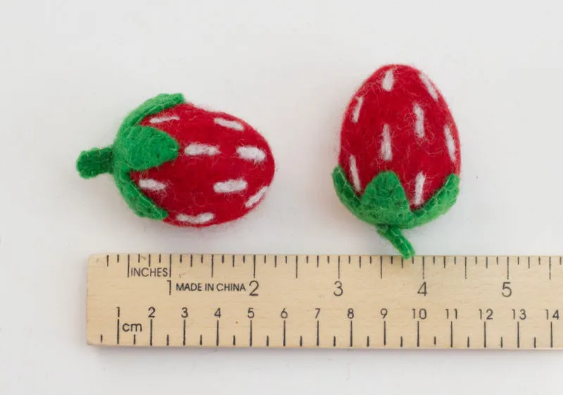 Felt Strawberries- Red & Green