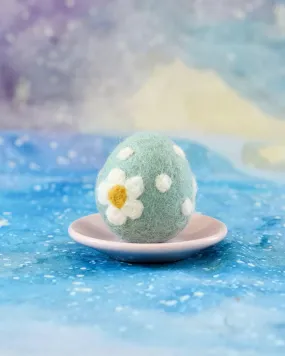 Felt Teal Floral and Dots Egg