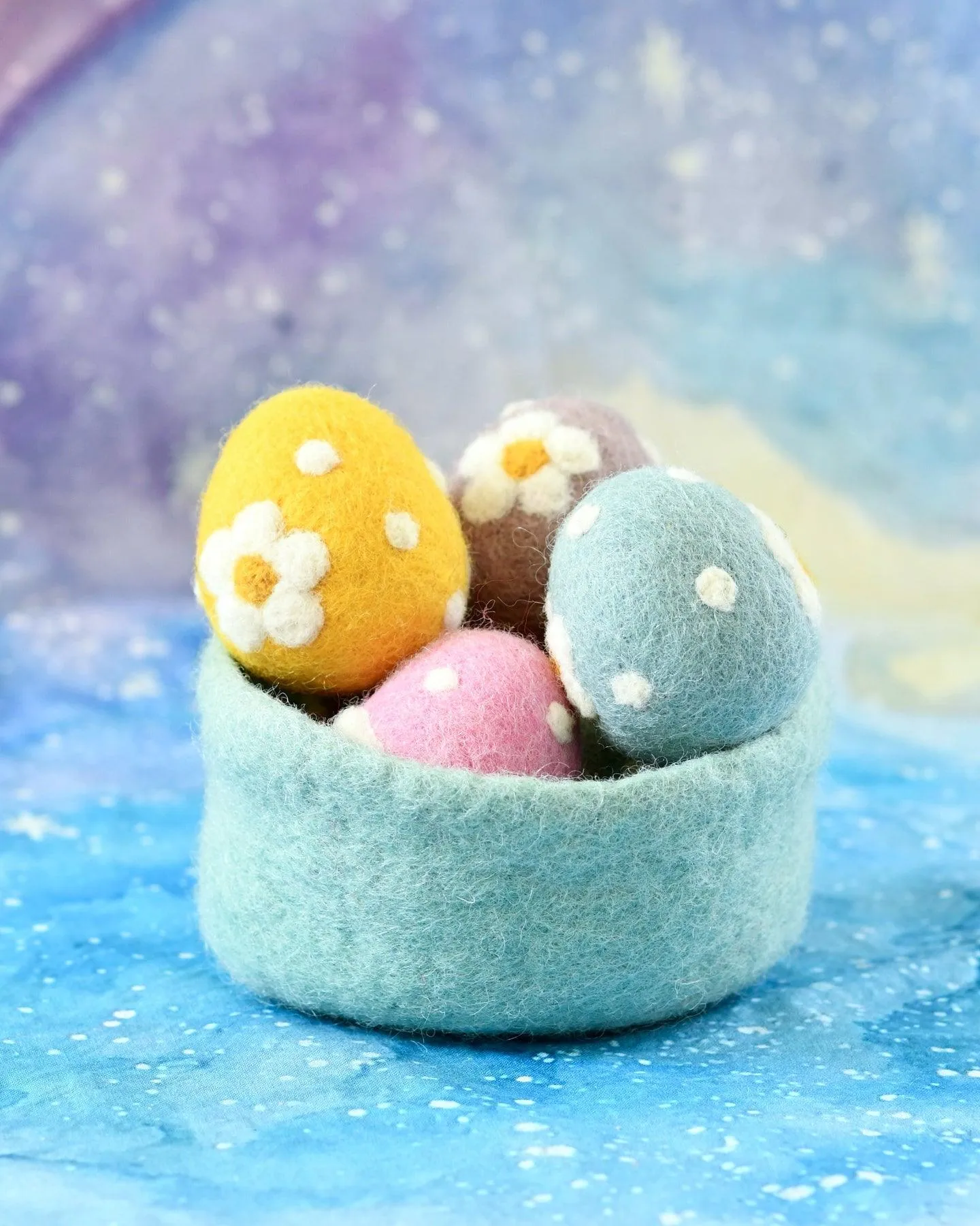 Felt Teal Floral and Dots Egg