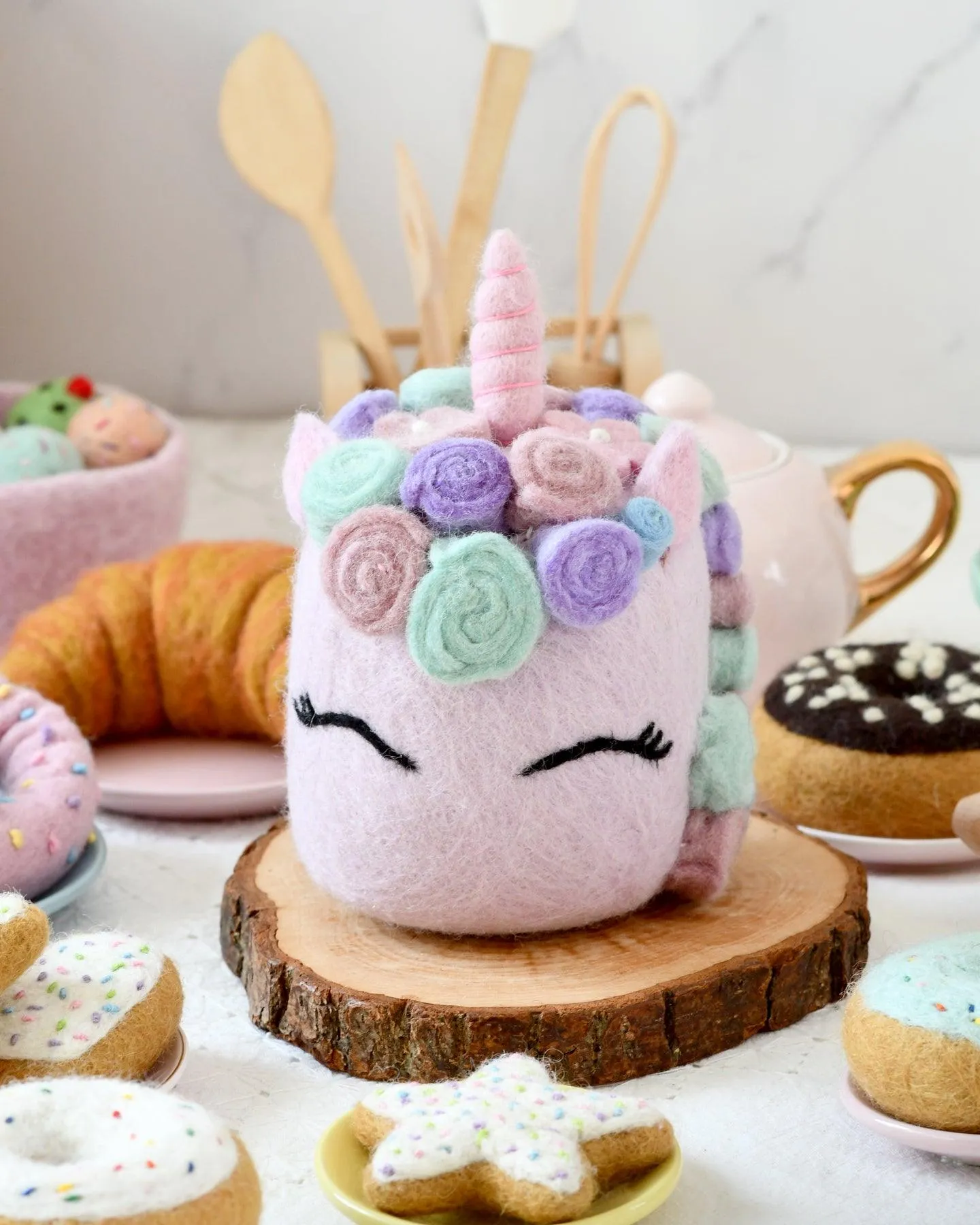 Felt Unicorn Cake in Pastel Colours