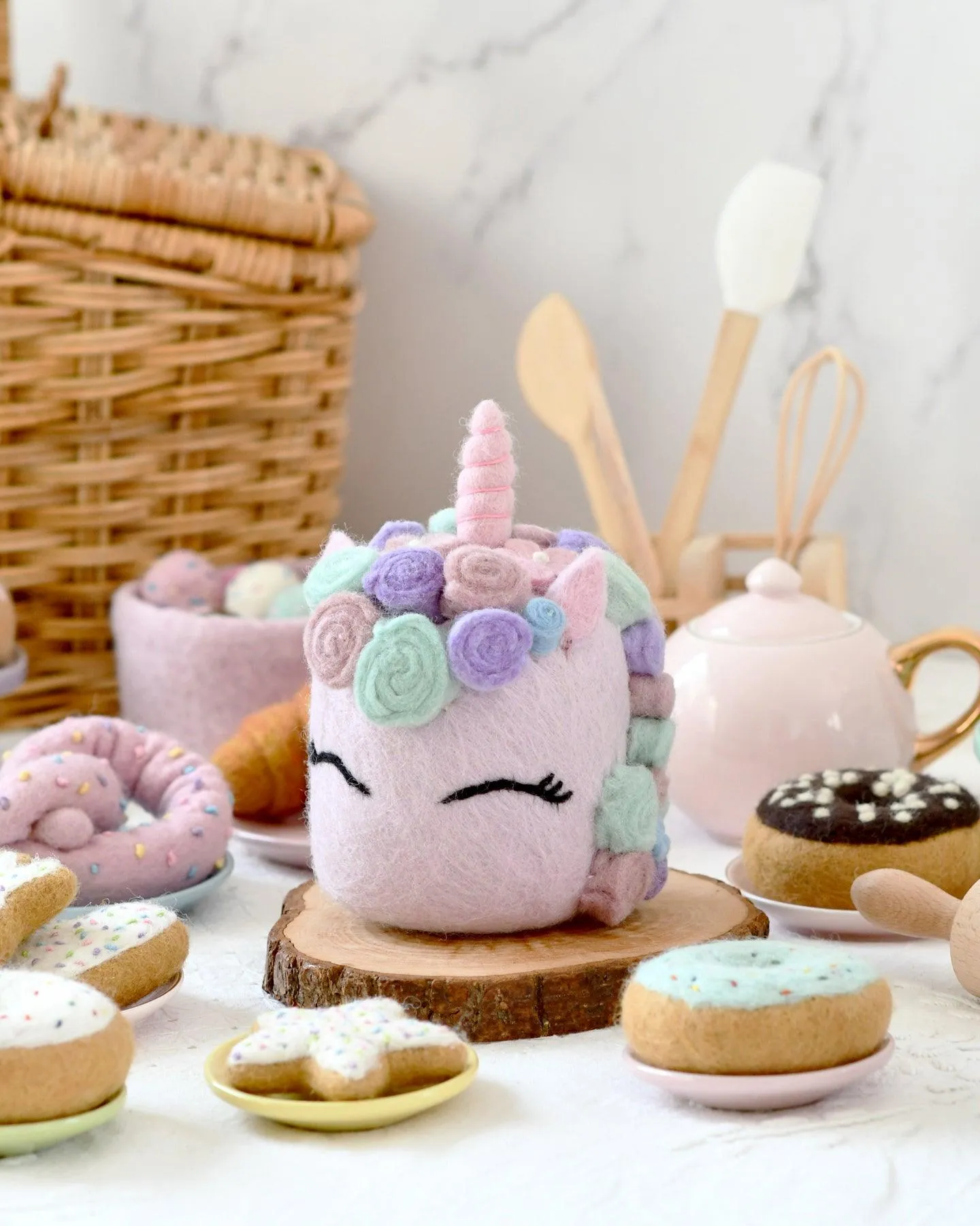 Felt Unicorn Cake in Pastel Colours