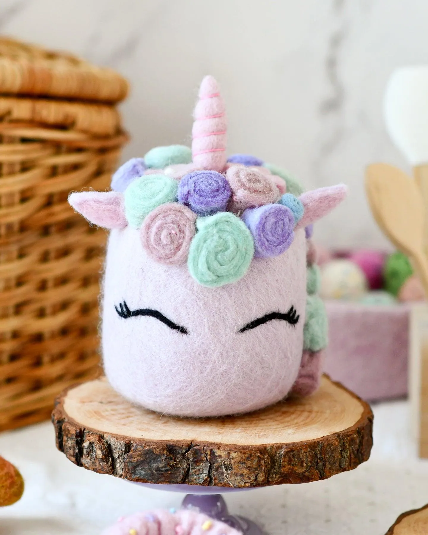 Felt Unicorn Cake in Pastel Colours