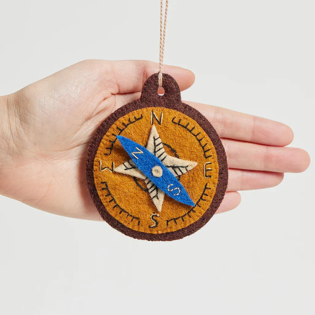 Find Your Way Compass Felt Ornament 3.5"