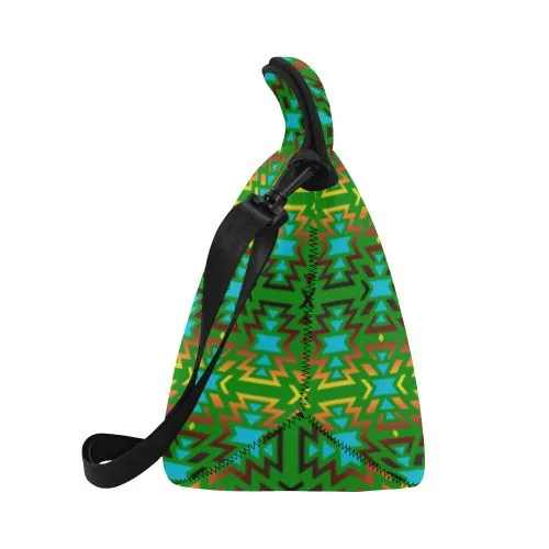 Fire Colors and Sky Green Neoprene Lunch Bag/Large