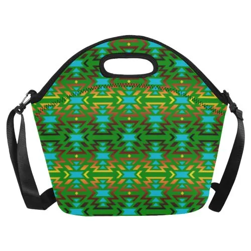 Fire Colors and Sky Green Neoprene Lunch Bag/Large