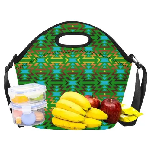 Fire Colors and Sky Green Neoprene Lunch Bag/Large