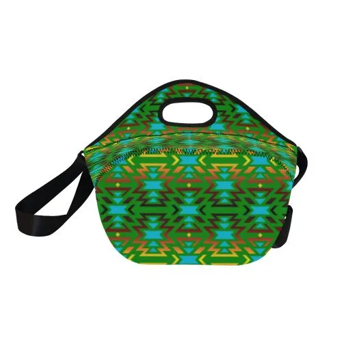 Fire Colors and Sky Green Neoprene Lunch Bag/Large