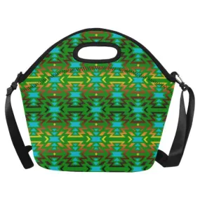 Fire Colors and Sky Green Neoprene Lunch Bag/Large