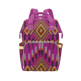 Fire Feather Pink Multi-Function Diaper Backpack/Diaper Bag