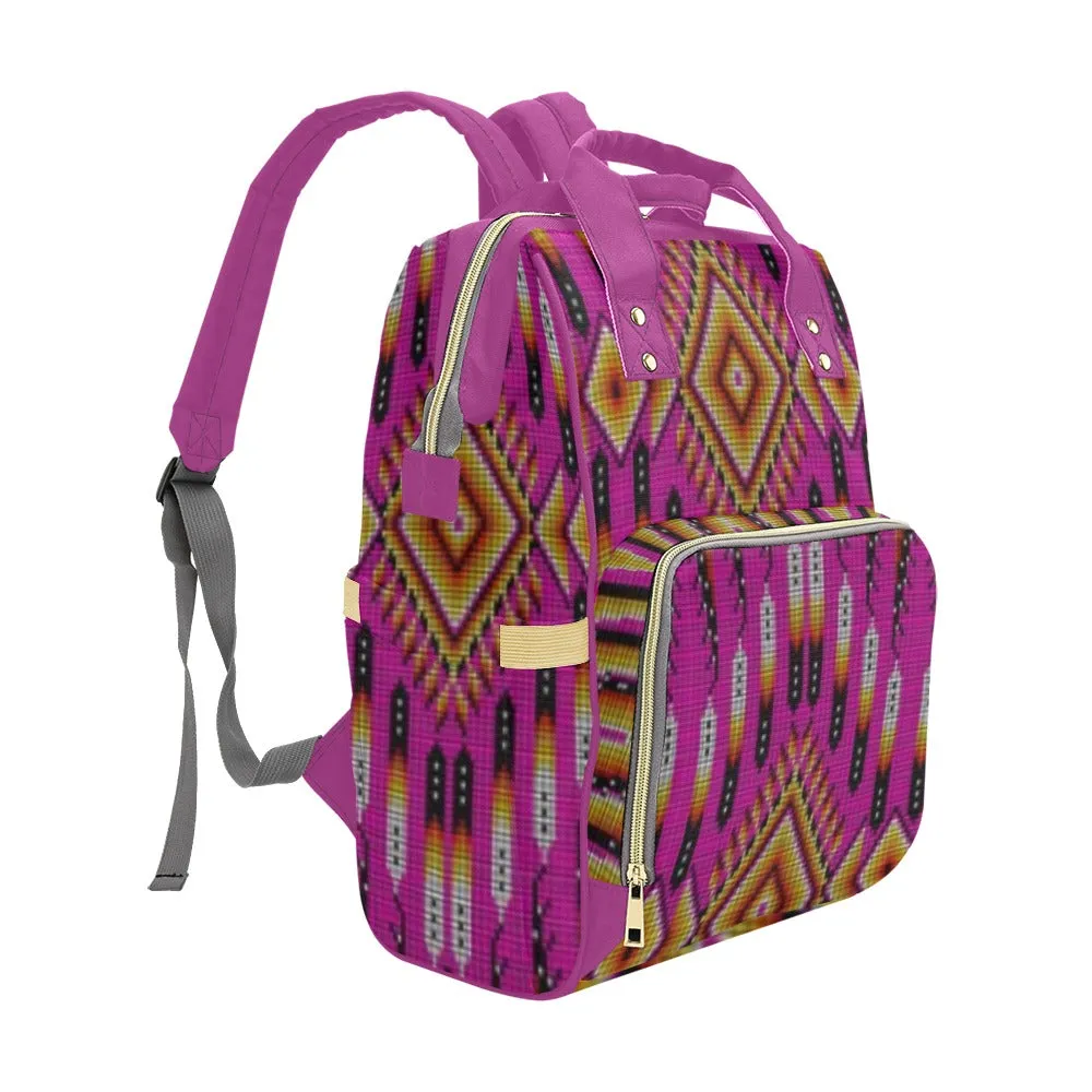 Fire Feather Pink Multi-Function Diaper Backpack/Diaper Bag