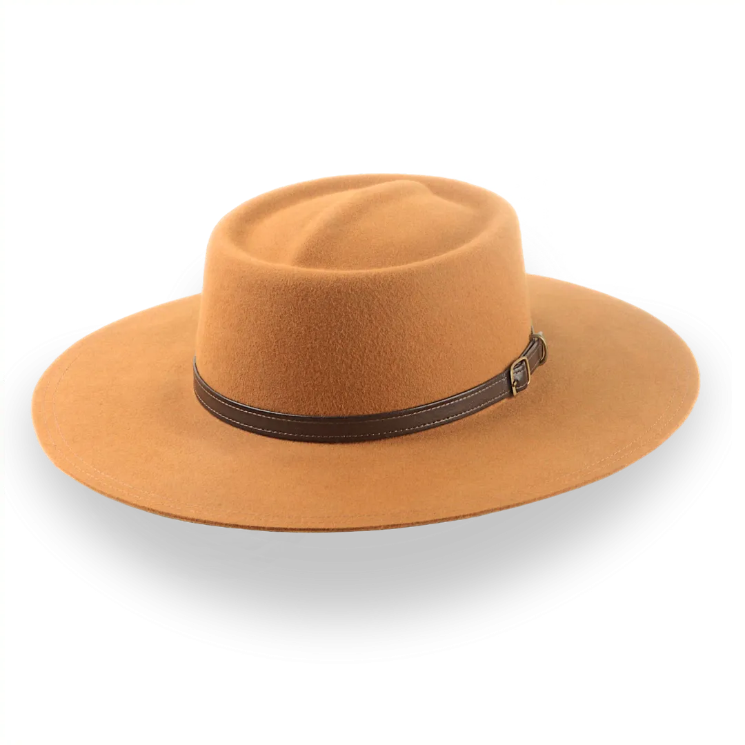 Flat Brim Gambler Cowboy Hat in Ginger Fur Felt | The Gambler