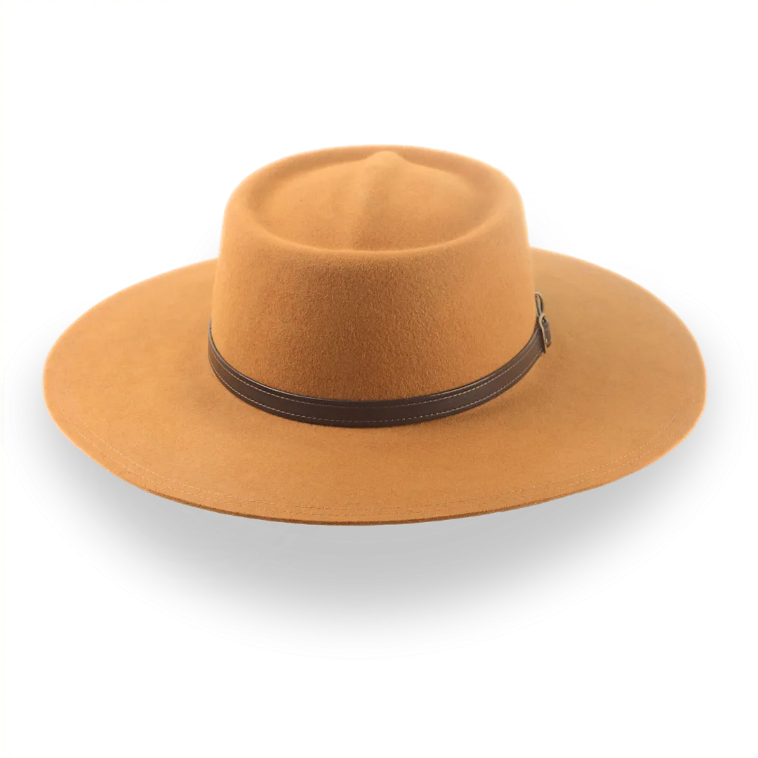 Flat Brim Gambler Cowboy Hat in Ginger Fur Felt | The Gambler