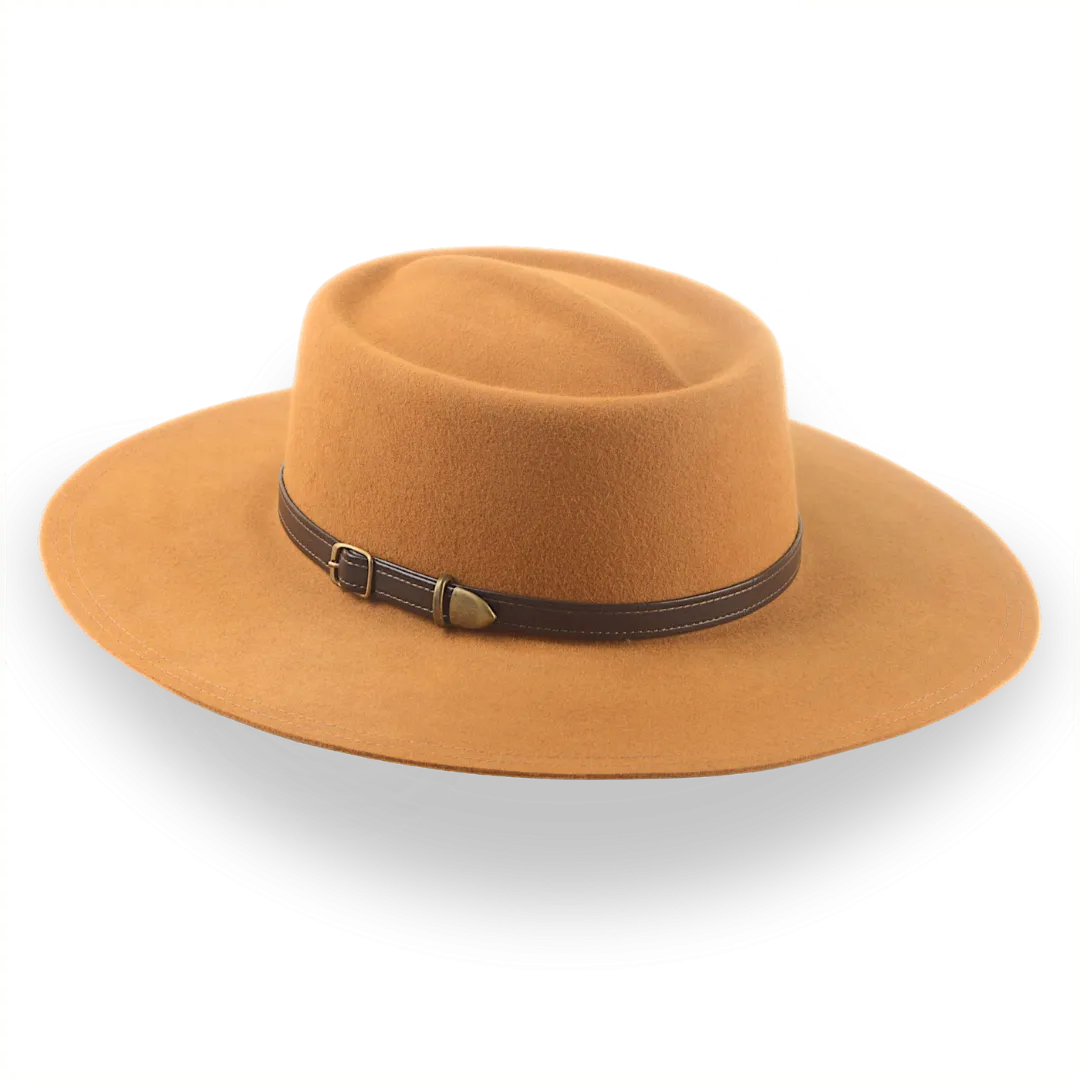 Flat Brim Gambler Cowboy Hat in Ginger Fur Felt | The Gambler