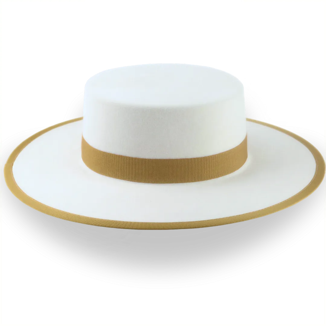 Flat Western Cowboy Hat in Ivory Fur Felt | The Tower