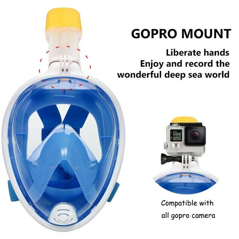 Full Face Diving Seaview Snorkel Snorkeling Mask Swimming Goggles for GoPro AU