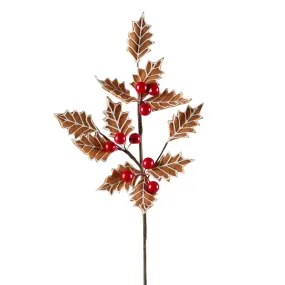 Gingerbread Holly Spray 50cm