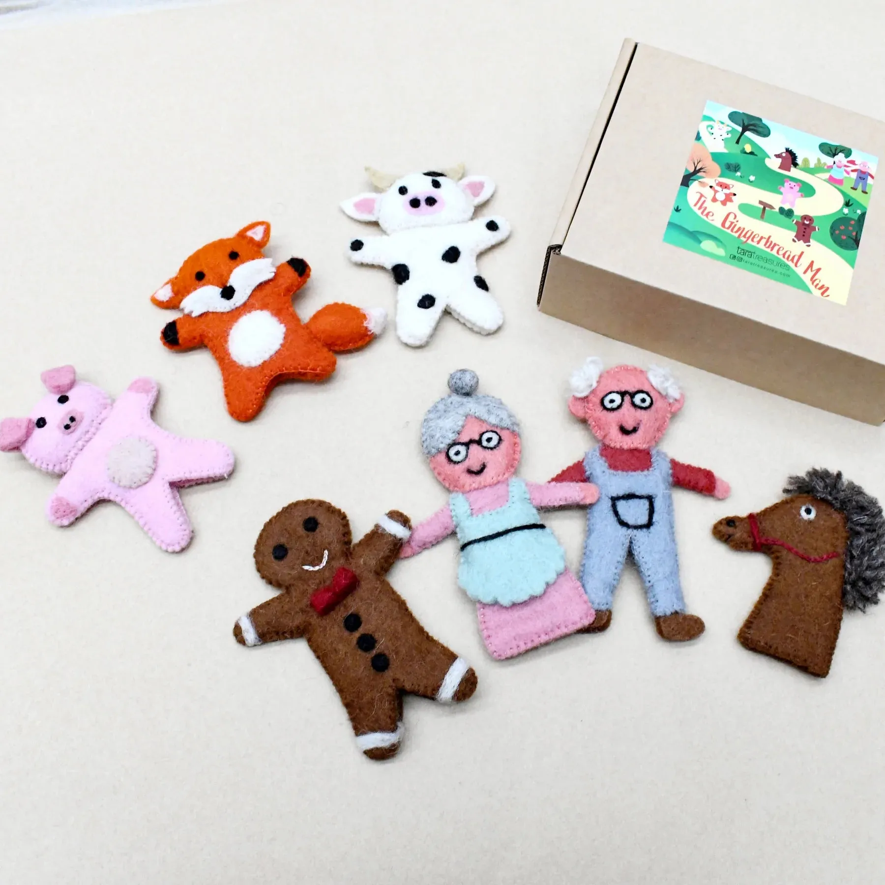 Gingerbread Man Story, Felt Finger Puppet Set