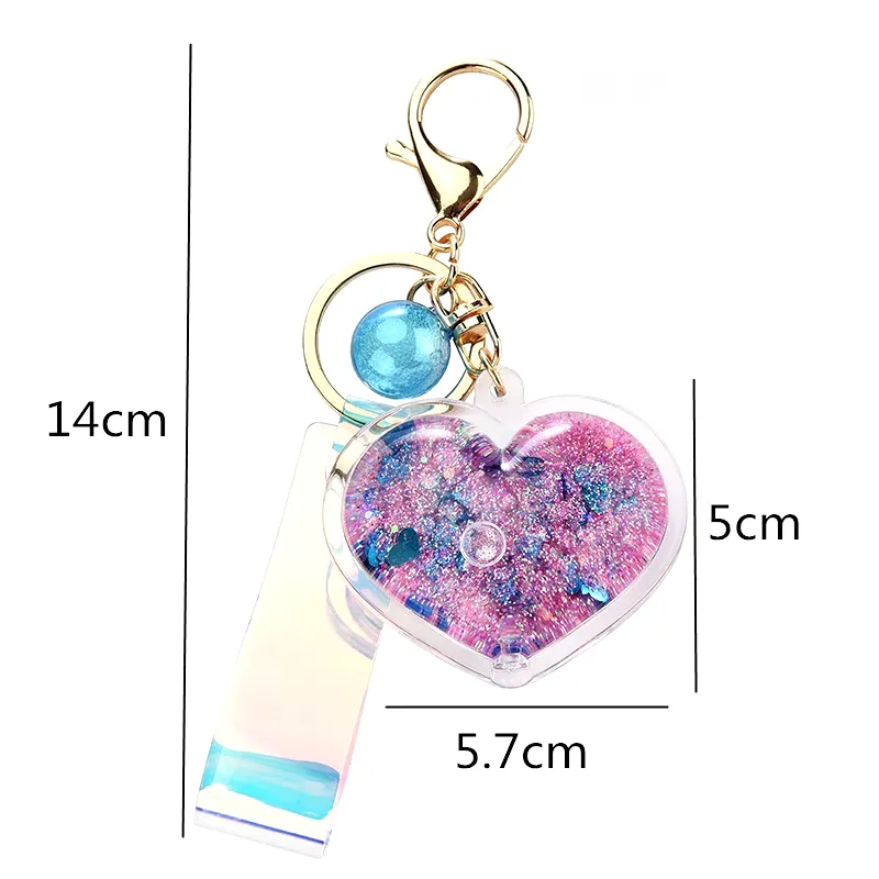 Glitter Quicksand Aesthetic Heart Keychain