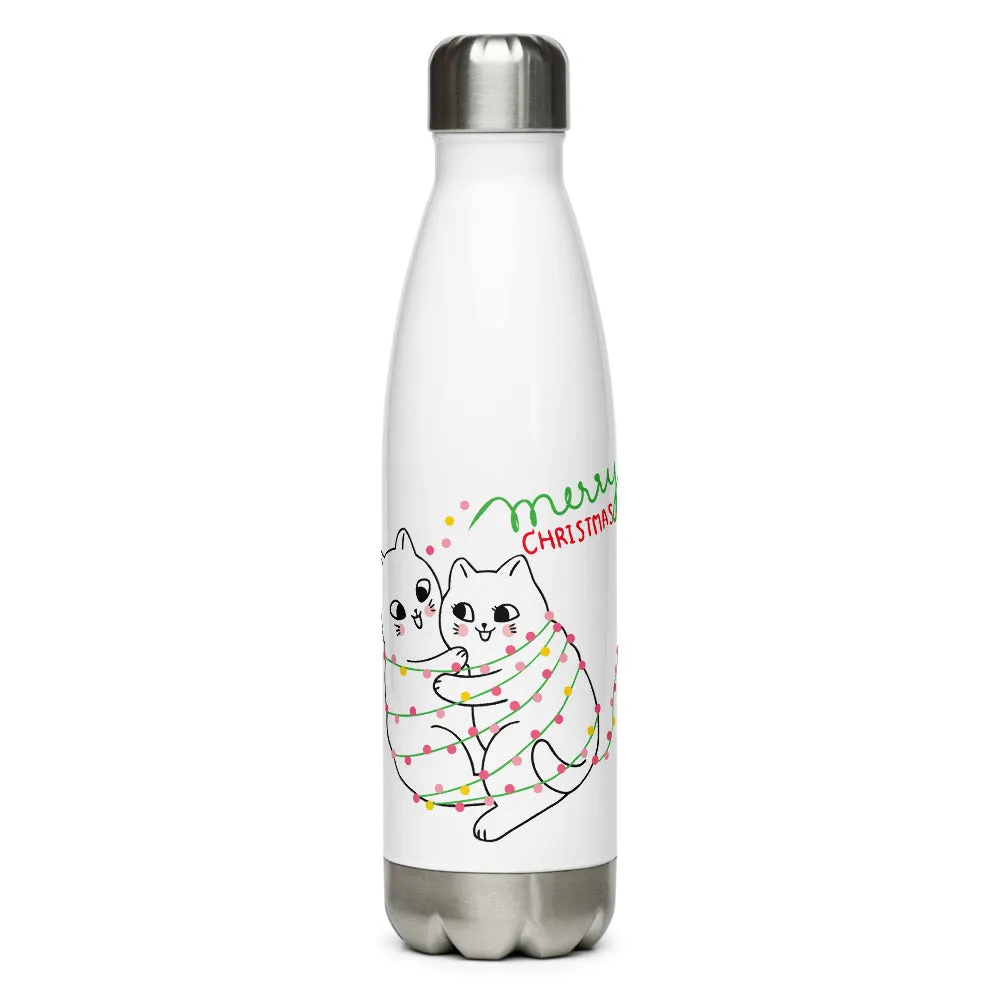 Grumpy Christmas Cat Stainless Steel Water Bottle