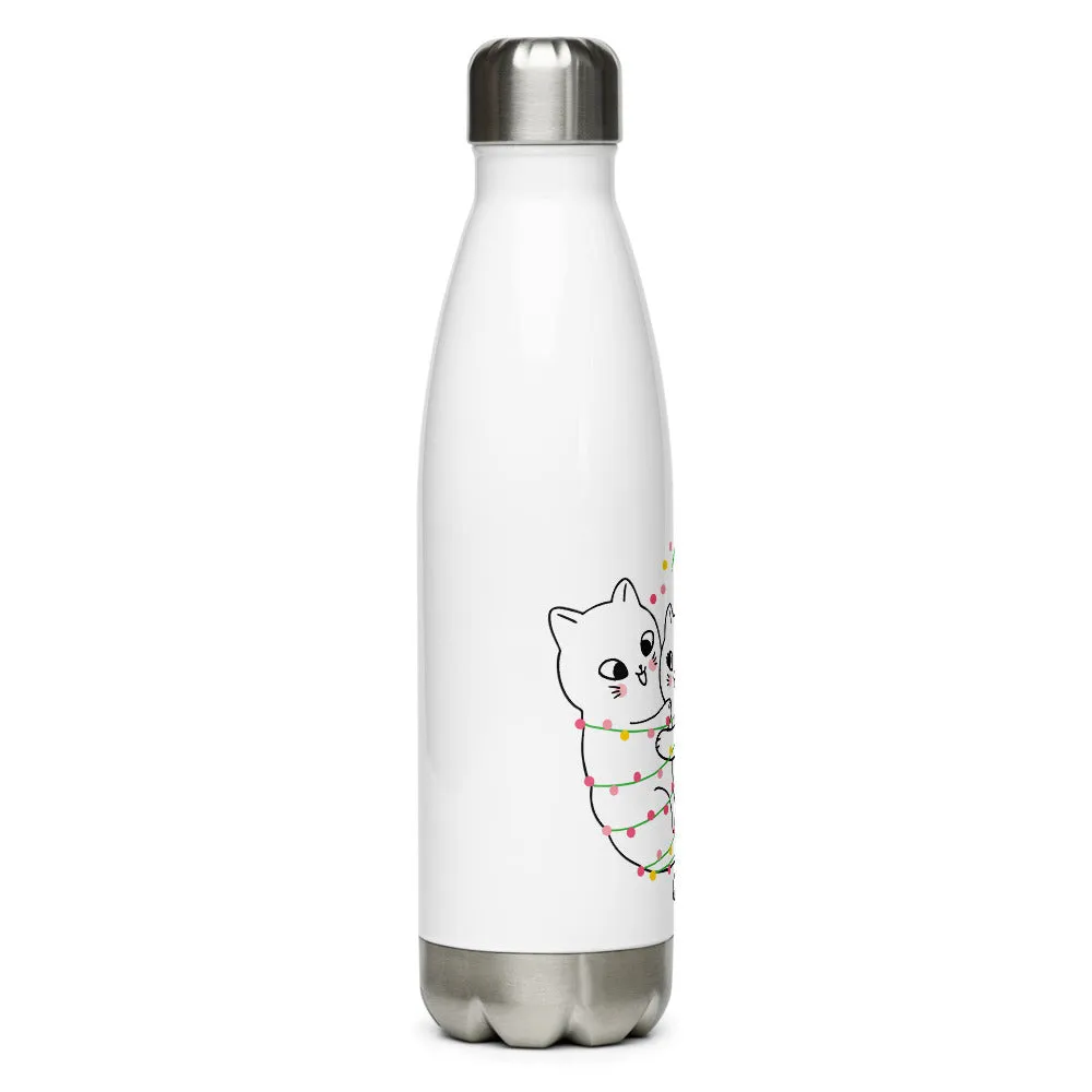 Grumpy Christmas Cat Stainless Steel Water Bottle