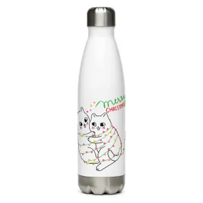 Grumpy Christmas Cat Stainless Steel Water Bottle