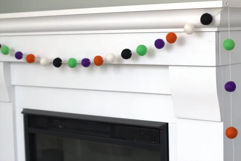 Halloween Felt Ball Garland- Black, Orange, Green, Purple