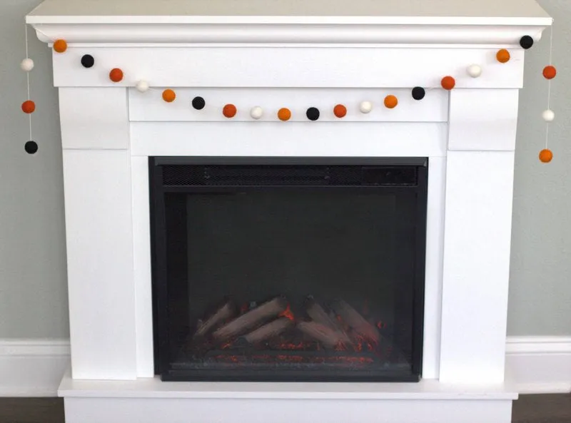 Halloween Felt Ball Garland- Black, White, Light & Dark Oranges